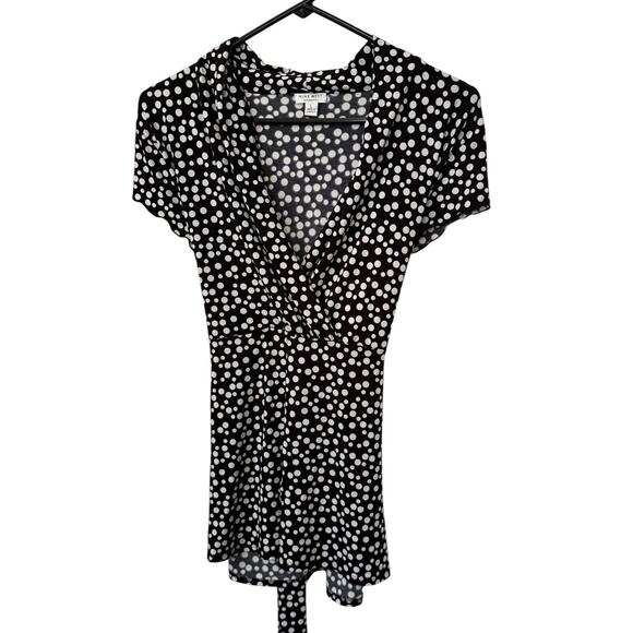 Nine West Separates Women’s Large Tie Back Top Black White Polka Dot Retro Chic - Picture 2 of 9
